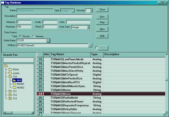 LincView OPC Diagnostics Software RS View Tag Database